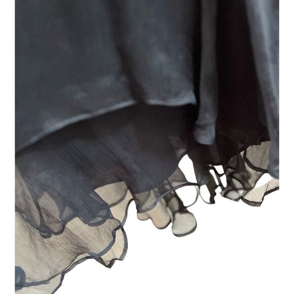 Krisa/ Revolve Sz‎ Medium Lace Chiffon High Neck Cascade Midi Slip Dress NWT - Picture 5 of 12